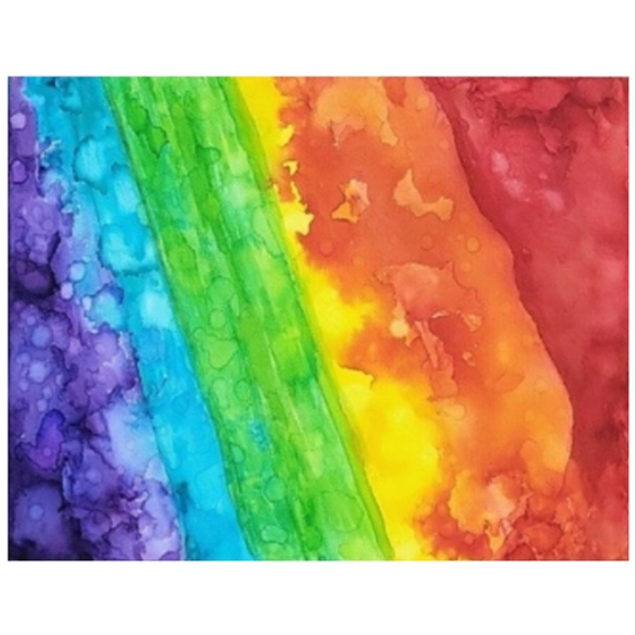 Hand Crafted Abstract Rainbow Design 11x14 Inches Canvas Painting - Picture 4 of 4